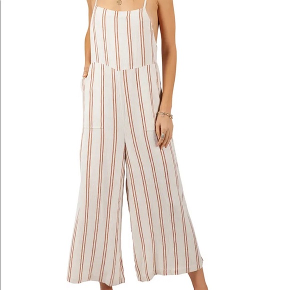 Rip Curl Pants - Rip Curl Seascape Stripe Wide Leg Jumpsuit-s
